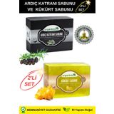 Organicsun 2'li Set Doğal Ardıç Katranı Sabunu ve Kükürt Sabunu Kaşıntı Karşıtı Sabun Seti