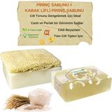 Organicsun 2'li Set Doğal Kabak Lifli Pirinç Sabunu ve Lifsiz Pirinç Sabunu - 10 Adet
