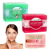 Organicsun 2'li Set Doğal Leke Karşıtı Sabun ve Sivilce ve Akne Karşıtı Sabun Yüz Sabun Seti