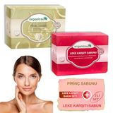 Organicsun 2'li Set Doğal Pirinç Sabunu ve Leke Karşıtı Sabun Yüz Beyazlatma Etkili Sabun Seti