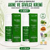 Organicsun Çay Ağacı ve Propolisli Akne ve Karşıtı Cilt Bakım Kremi 2 Adet x 50 ml – Siyah Nokta ve Leke Görünümü Bakımı