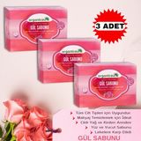 Organicsun Doğal Gül Sabunu 140 Gr x 3 Adet Tüm Cilt Tipleri İçin Onarıcı Besleyici Natural