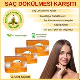 Organicsun Doğal Saç Dökülmesine Karşı Sabun 140 gr x 3 Adet Tüm Saç Tipleri Için Kepek Karşıtı