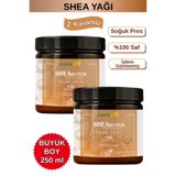 Organicsun Shea Yağı 250 ML x 2 Adet | %100 Ham, Soğuk Pres Shea Butter Karite | Cilt, Saç, Dudak, Topuk Bakımı