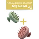 Organiflex 2 Adet Yumuşak Silikonlu Saç Bakım Masaj Tarağı Duş Saç Deri Masaj Fırçası