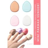 Organiflex Parmak Mini Makyaj Süngeri - Puf Kapatıcı, Allık, Pudra, Rötuş Süngeri 4 Adet