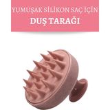 Organiflex Yumuşak Silikonlu Saç Bakım Masaj Tarağı Duş Saç Deri Masaj Fırçası - Pembe