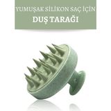 Organiflex Yumuşak Silikonlu Saç Bakım Masaj Tarağı Duş Saç Deri Masaj Fırçası - Yeşil