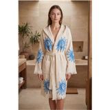 Organik %100 Pamuk Kapşonlu Sabahlık Bornoz Plaj Elbisesi - Heliona V2