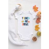 Organik %100 Pamuk Kısa Kollu Beyaz Young And Brave Bebek Body Bebek Badi Çıtçıtlı Zıbın
