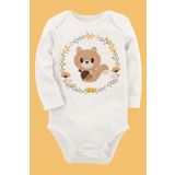 Organik Baskılı Pamuklu Unisex Bebek Body Uzune146 1631-LMNN