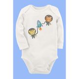 Organik Baskılı Pamuklu Unisex Bebek Body Uzune276 1646-LMN
