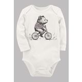 Organik Baskılı Pamuklu Unisex Bebek Ekru Body Uzune142 1626-LMNN