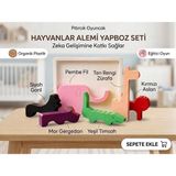 Organik Bazlı Hayvanlar Alemi Yapboz Seti Oyuncağı - Eşleştirme Eğitici Aktivite Seti - Montessori Okul Öncesi Öğretici Çocuk Ince Motor Gelişimi Puzzle - Çok Renkli