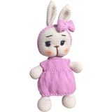 Organik El Yapımı Oyuncak Tavşan Bebek - Koyu Pembe
