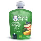 Organik Elmalı Muzlu Yabanmersinli Böğürtlenli Meyve Püresi 90 Gr (3 Adet)