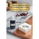 Organik Hekim 500 gr Opak Sabun Bazı + Vişne Kırmızı Sabun Boyası 30 ml Seti – Profesyonel Sabun Yapım Kiti
