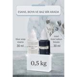 Organik Hekim Blue Soap Esanslı Mavi Boyalı Şeffaf Sabun Bazı Seti 30ML Esans 30ML Boya 500GR Baz