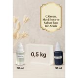 Organik Hekim C. Green Kokulu Esans 30 ml | Mavi Renk Sabun Boyası 30 ml | Şeffaf Sabun Bazı 500 gr