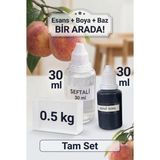 Organik Hekim Şeftali Esanslı Mavi Boyalı Şeffaf Sabun Bazı Seti 30ML Esans 30ML Boya 500GR Baz