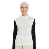 Organik Kolsuz Balıkçı Yaka Likralı Kadın Sıfır Kol Body, Ekru, L-XL