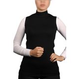 Organik Kolsuz Balıkçı Yaka Likralı Kadın Sıfır Kol Body, Siyah, S-M