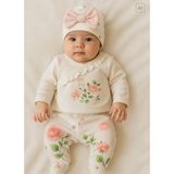 Organik Love Roses 5'li Hastane Çıkış Set Ekru - 0 - 1 Ay
