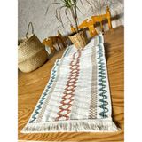 Organik Pamuk Dantel Runner Kilimli Desen 150X35 - 35 x 145 cm - Ekru