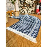 Organik Pamuk Dantel Runner Kilimli Desen 150X35 - 35 x 145 cm - Lacivert