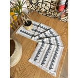 Organik Pamuk Dantel Runner Kilimli Desen 150X35 - Siyah - Ekru - 35 x 145 cm