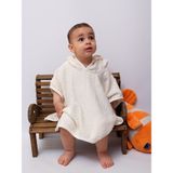 Organik Pamuk Kapşonlu Plaj Çocuk Bebek Panço Bornoz Banyo Havlu Kapüşonlu 0-2 yaş panço Boy 45cm En 50cm - 0 - 2 Yaş - Beyaz