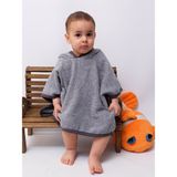 Organik Pamuk Kapşonlu Plaj Çocuk Bebek Panço Bornoz Banyo Havlu Kapüşonlu 2-4 yaş Panço Boy 50cm En 60cm - 2 - 4 Yaş - Gri