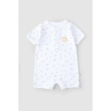 Organik Pamuk Kısa Kollu Bebek Şort Tulum Piknik - Beyaz - Sarı - 2 - 3 Yaş