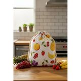 Organik Pamuk Meyve Desenli Çok Amaçlı Bez Çanta Ekmek - Market - Oyuncak -Poşetlik Torbası 35X40