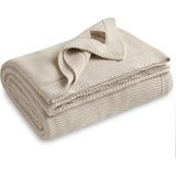 Organik Pamuk Örgü Battaniye – Gots Sertifikalı, Hafif, Nefes Alabilir ve Rahat Yapısıyla Kanepe, Yatak ve Ev Dekorunda Boho Vintage Tarzı (Bej, 203X228)