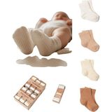 Organik Pamuk Unisex 5'li Kutulu Premium Yenidoğan Kutulu Bebek Çorabı - 0 - 6 Ay - Renkli