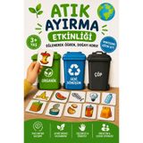 Organik Yolda Atık Ayırma Etkinliği Montessori Oyunu | Kes Eşleştir Kartları | Okul Öncesi Eğitici Aktivite Seti (8 Sayfa A4)