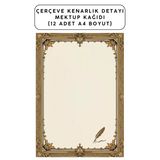 Organik Yolda Çerçeve Kenarlık Detayı Mektup Kağıdı (12 Adet A4 Boyut)