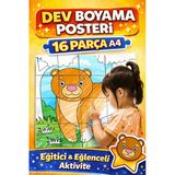 Organik Yolda Dev Boyama Posteri Ayı Temalı 16 Parça A4 Çocuk Eğitici Aktivite Boyama Seti Büyük Boy Poster