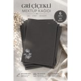 Organik Yolda Gri Çiçekli Mektup Not Kağıdı (A4 Boyut)