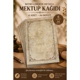 Organik Yolda Kahverengi Retro Çerçeve Detaylı Mektup Kağıdı (A4 Boyut)
