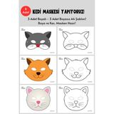 Organik Yolda Kedi Maskesi Şablonu, 6 Adet A4 Boyut, Kalın Ve Sert Kağıt.
