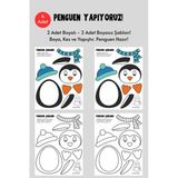 Organik Yolda Penguen Şablonu, 4 Adet A4 Boyut, Kalın Ve Sert Kağıt.