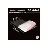 Organik Yolda ŞEFFAF, BANTLI - YAPIŞKANLI JELATİN POŞET 50 ADET, 8X15 cm