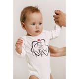 Organik%100 Pamuk Aile Temalı Baskılı Kısa Kollu Bebek Body Çıtçıtlı Badi Zıbın Tulum Anne Baba ve Bebek 3-6 AY