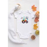 Organik%100 Pamuk Kısa Kollu Beyaz Lets Work Bebek Body Bebek Badi Çıtçıtlı Zıbın, 12 Ay