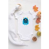Organik%100 Pamuk Kısa Kollu Beyaz Little Monster Bebek Body Bebek Badi Çıtçıtlı Zıbın, 3 Ay