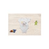 Organik%100 Pamuk Little One Sevimli Fil Baskılı Yazılı Bebek Body Bebek Badi Çıtçıtlı Zıbın, 3 Ay