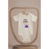 Organik%100 Pamuk Minik Patron Bebek Baskılı Kısa Kollu Bebek Body Çıtçıtlı Badi Zıbın Tulum Minik Patron 6-9 AY