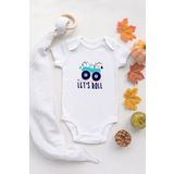 Organik%100 Pamuk Uzun Kollu Beyaz Lets Roll Araba Bebek Body Bebek Badi Çıtçıtlı Zıbın, 9 Ay